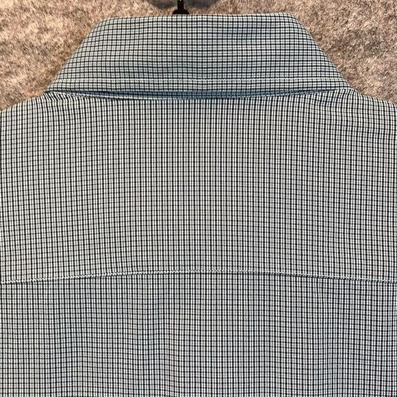 PETER MILLAR Summer Comfort Button Down Shirt Men's Large Blue Black Micro Plaid - Picture 14 of 14